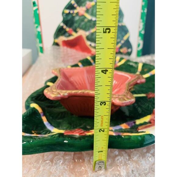 Vintage Chip Dip Platter World Bazaar’s Christmas Tree Condiments NIB New In Box - Picture 5 of 13